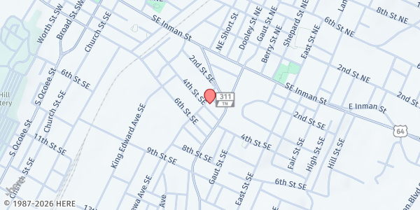 Map showing Eastside Church of Christ - Bradley County Mobile Pantry at 252 Wildwood Ave SE, Cleveland, TN