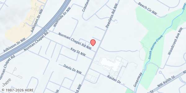 Map showing Wesley Memorial United Methodist Church at 3405 Peerless Road, Cleveland, TN