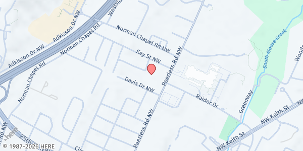 Map showing Wesley Memorial United Methodist Church at 3301 Peerless Rd., Cleveland, TN