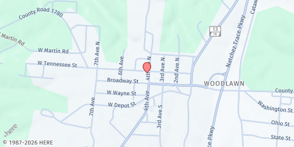 Map showing Collinwood Church of Christ at 101 4th Ave N, Collinwood, TN