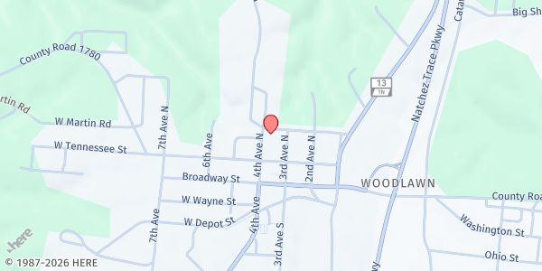 Map showing Grace Baptist Church at 206 4th Ave N, Collinwood, TN