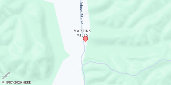 Map showing Martin's Mills Church of Christ at 6675 Pinhook Pike Rd, Collinwood, TN