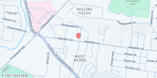 Map showing Catholic Charities FRC Maury Co. at 1501 Hatcher Lane, Ste. A, Columbia, TN