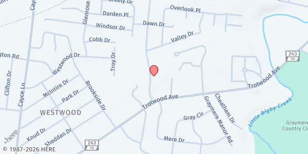 Map showing Pleasant Heights Baptist Church at 2712 Trotwood Ave., Columbia, TN
