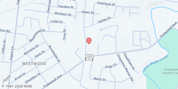 Map showing Pleasant Heights Baptist Church - Food Distribution Center at 2712 Trotwood Ave, Columbia, TN