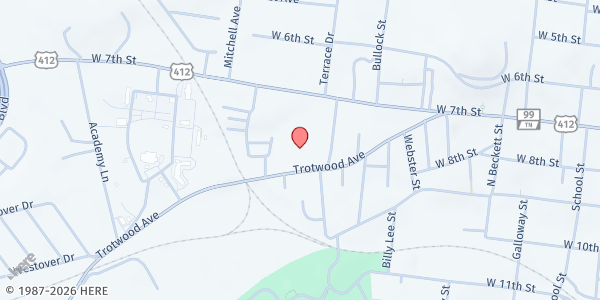 Map showing The Family Center at 921 South Beckett Street, Columbia, TN