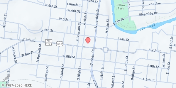 Map showing The People's Table at 222 W. 7th Street, Columbia, TN