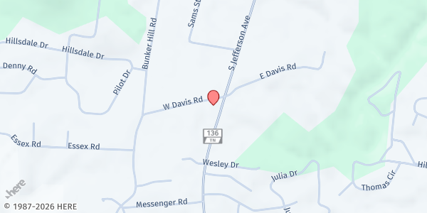 Map showing Cookeville Rescue Mission - Putnam at 1331 S. Jefferson Street, Cookeville, TN