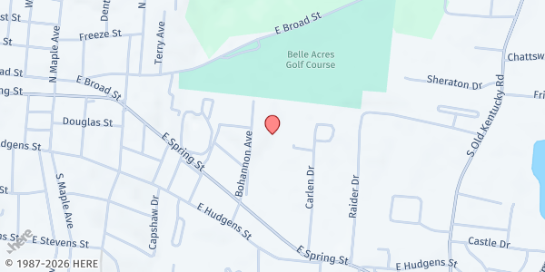 Map showing Living Hope Church at 1020 East Spring St., Cookeville, TN