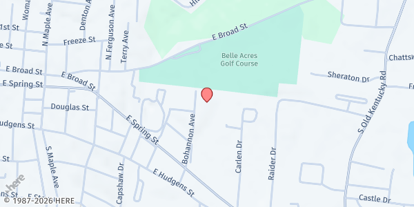 Map showing Living Hope Church at 1020 East Spring St., Cookeville, TN