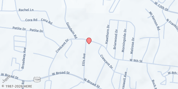 Map showing Sycamore Church of Christ at 1144 Crescent Dr., Cookeville, TN