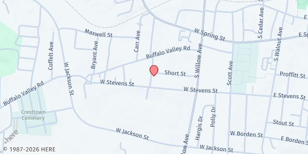 Map showing The Care Center - Short Street at 406 Short Street, Cookeville, TN