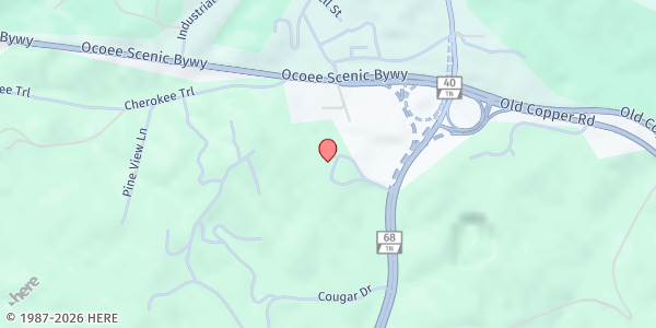 Map showing Copper Basin Medical Center at 144 Medical Center Dr., Copperhill, TN