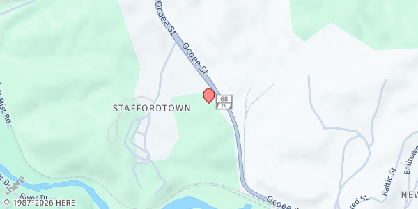 Map showing Riverside Food Ministry at 599 Ocoee St, Copperhill, TN