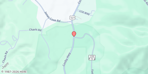 Map showing Cosby Food Pantry at Cosby, Cosby, TN