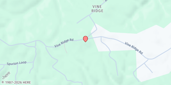 Map showing Five Loaves Food Pantry at 598 Vine Ridge Road, Crawford, TN