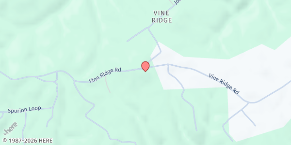 Map showing Vine Ridge Baptist Church 5 Loaves Food Pantry - Secondary Location at 602 Vine Ridge Road, Crawford, TN