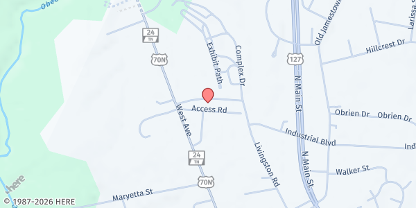 Map showing Fair Park Senior Center at 1433 Livingston Rd., Crossville, TN