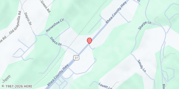 Map showing Dayton Church of God at 3314 Rhea County Hwy, Dayton, TN