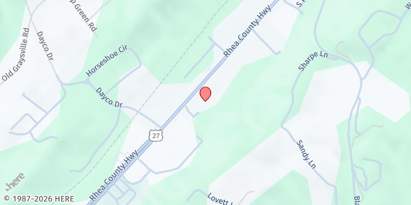 Map showing Rhea of Hope Food Pantry at 3314 Rhea County Hwy, Dayton, TN