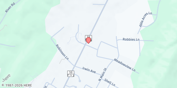 Map showing Meigs Ministries at 18364 State Hwy 58, Decatur, TN