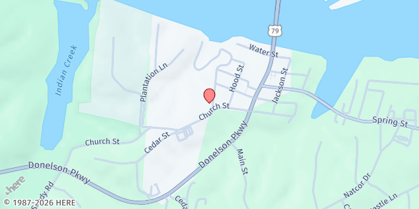 Map showing First Christian Church at 235 Church Street, Dover, TN