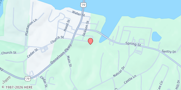 Map showing Ft. Donelson Memorial United Methodist Church at 424 Church Street, Dover, TN