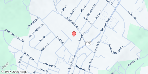 Map showing Food Bank at 103 Heard St, Dunlap, TN