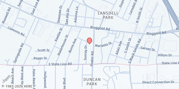 Map showing East Ridge Church of Christ at 1601 Prater Rd., East Ridge, TN