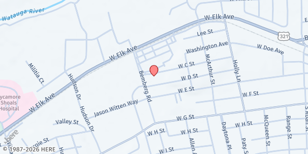 Map showing Arm Inc Food Pantry at 714 W C St, Elizabethton, TN