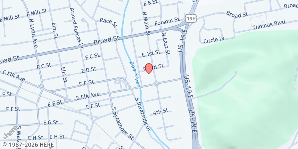 Map showing Courtyard Apts at 710 E 2nd St, Elizabethton, TN