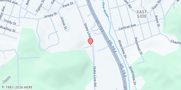 Map showing Franklin Place Apts at 1490 State Line Rd, Elizabethton, TN