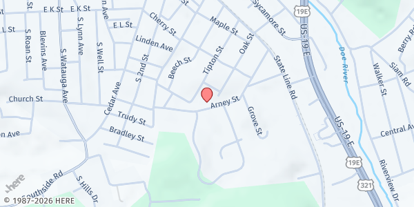 Map showing Hale Community Ministries at 1301 Arney St, Elizabethton, TN