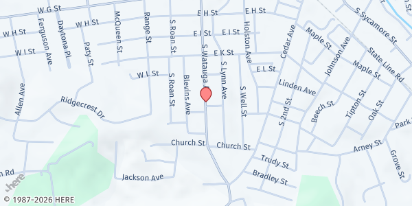 Map showing Phillippi Baptist Church at 200 Horace Leftwich Ln., Elizabethton, TN