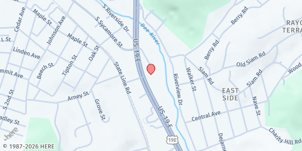 Map showing River's Edge Fellowship of God at 1200 US-19E, Elizabethton, TN