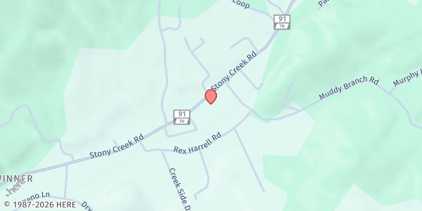 Map showing Unaka Baptist Church at 1598 TN-91, Elizabethton, TN