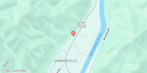 Map showing Embreeville UMC at 4026 Hwy 81 Street, Embreeville, TN