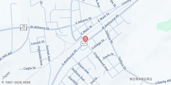 Map showing Shoal Creek Road at , Englewood, TN