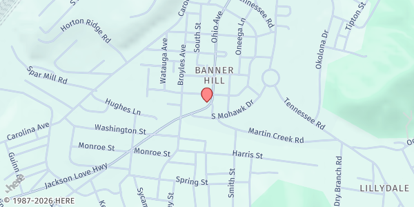 Map showing Central Baptist Church of Erwin Tennessee at 801 Ohio Ave, Erwin, TN