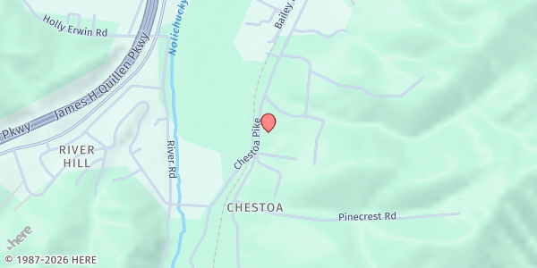 Map showing Chestoa Baptist Church at 2170 Chestoa Pike, Erwin, TN