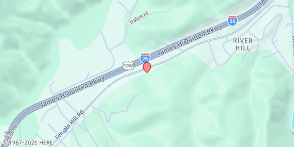 Map showing Faith Baptist Church at 2370 Temple Hill Rd, Erwin, TN