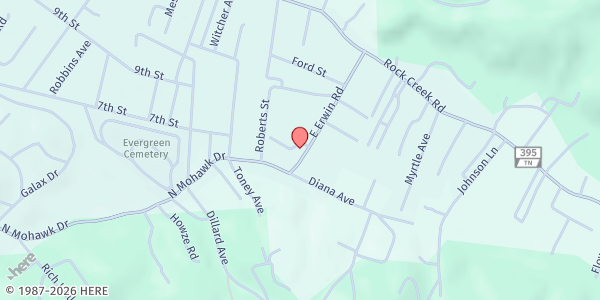 Map showing Meadowood Park Apartments at 1126 E Erwin Rd, Erwin, TN