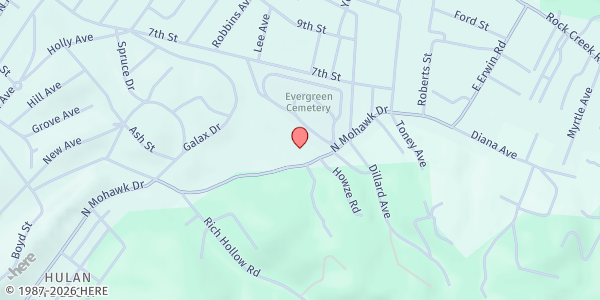 Map showing Saint Michael The Archangel at 657 N Mohawk Dr, Erwin, TN