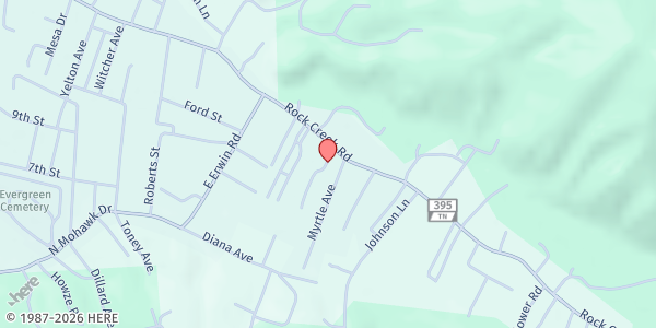 Map showing Sunnycrest Apartments at 890 Rock Creek Rd, Erwin, TN