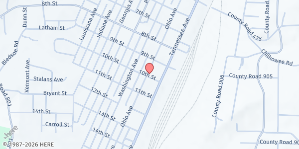 Map showing Wesley Memorial United Methodist Church at 923 Ohio Ave, Etowah, TN