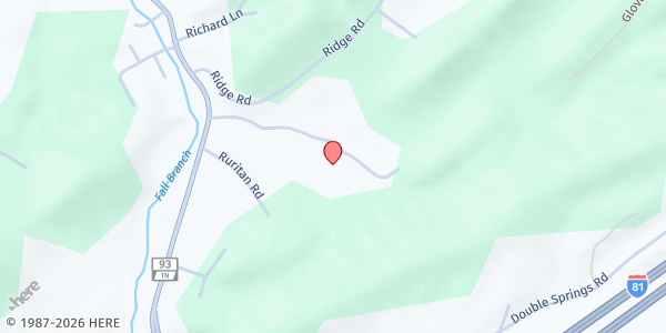 Map showing Cornerstone Fellowship at 169 Judge Baines Rd, Fall Branch, TN