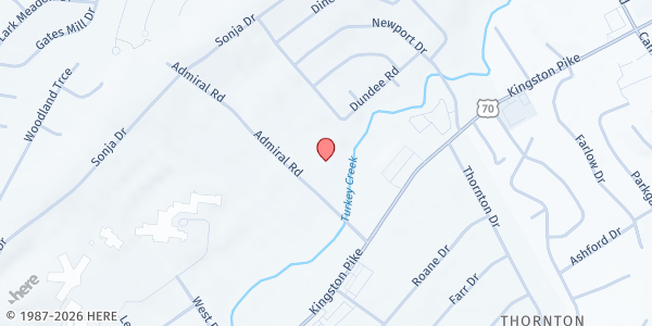 Map showing C.A.R.E. Food Pantry at Farragut Christian Church at 138 Admiral Rd., Farragut, TN