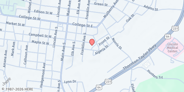 Map showing Hands of Mercy Outreach at 101 Easy Street, Fayetteville, TN