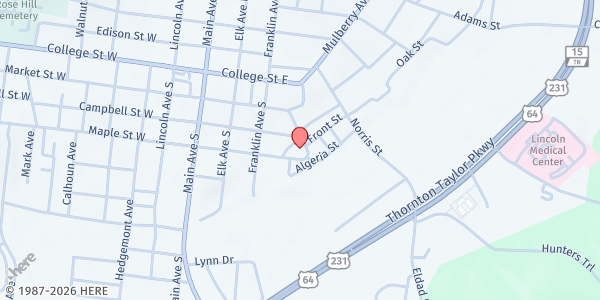 Map showing Hope Assembly of God - Hands of Mercy Outreach at 101 Easy Street, Fayetteville, TN