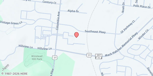 Map showing GraceWork Ministries at 104 Southeast Parkway, Franklin, TN